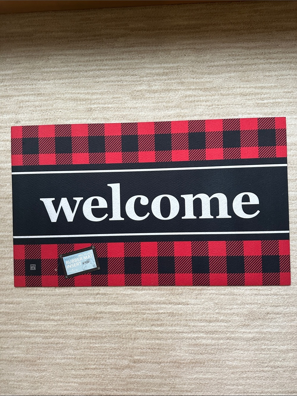 Door mat MatMates Studio M Buffalo Plaid Red Black Seasonal Entryway 18” x 30”